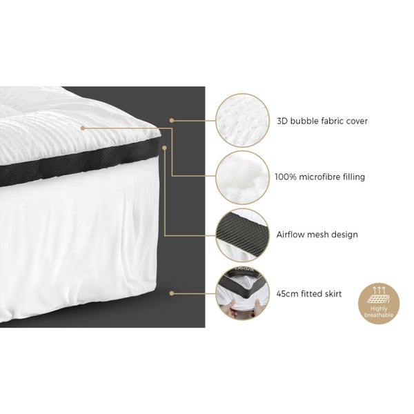 Bedra Mattress Topper Luxury Pillowtop Airflow Mesh Bed Protector Mat 5cm Queen Carousel 2