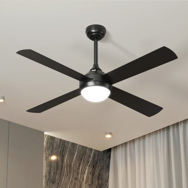 Vevare 52'' Ceiling Fan AC Motor With Light Remote Control Fans 4 Blades Black Carousel 1