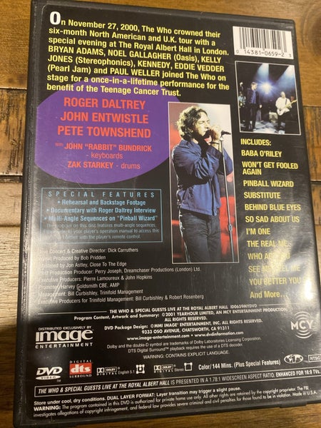 The Who & Special Guests Live At The Royal Albert Hall 2 x DVD Carousel 2