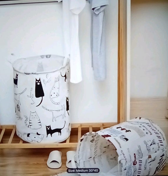 THE CATTAGE-Medium Foldable Cat Laundry/Storage Basket Add Whimsey To A Bedroom Carousel 2