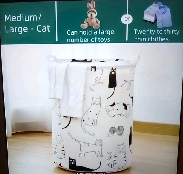 THE CATTAGE-Medium Foldable Cat Laundry/Storage Basket Add Whimsey To A Bedroom Carousel 1