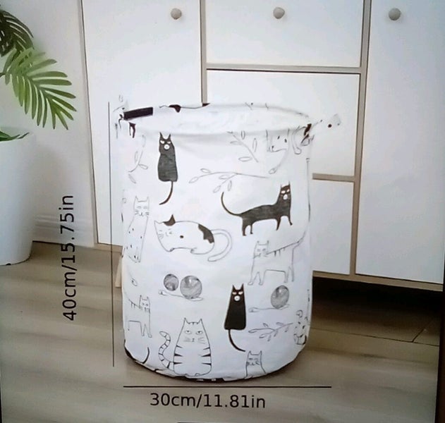 THE CATTAGE-Medium Foldable Cat Laundry/Storage Basket Add Whimsey To A Bedroom Carousel 4