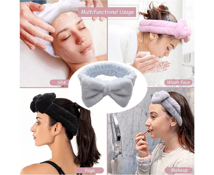 2Pcs Facial Headband for Bath Spa Makeup Bow Head Wrap Soft Head Cloth Carousel 5