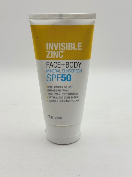 Invisible Zinc 75g Face + Body Mineral Sunscreen SPF 50 Carousel 1
