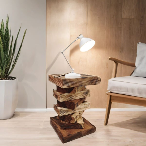 [Mango Trees] Book Stack Bedside Table/Corner End Table/ Raintree Wood Clear Carousel 1