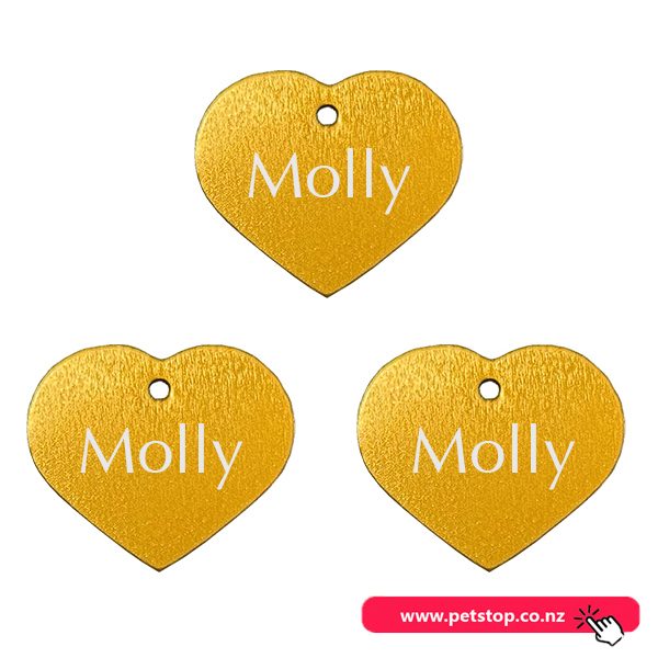 Pet Name Tag - "Molly" - Small Orange Heart 3pk Carousel 1