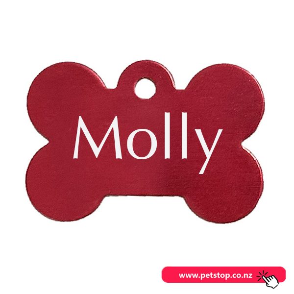 Pet Name Tag - "Molly" - Red Bone Carousel 1