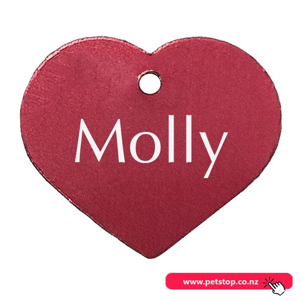 Pet Name Tag - "Molly" - Large Red Heart 1pk Carousel 1