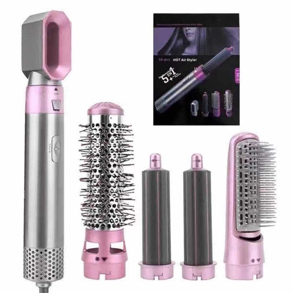 Elosung Pink 5 In 1 Hot Air Styler Automatic Hair Curling Straightening Brush Wi Carousel 1