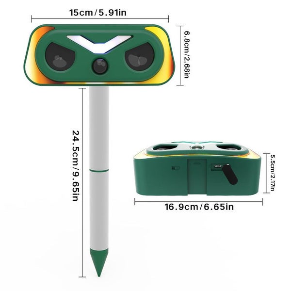 Solar Powered Flame Lamp Animal Repeller Ultrasonic Bird Cat Deer Rabbit & Roden Carousel 2