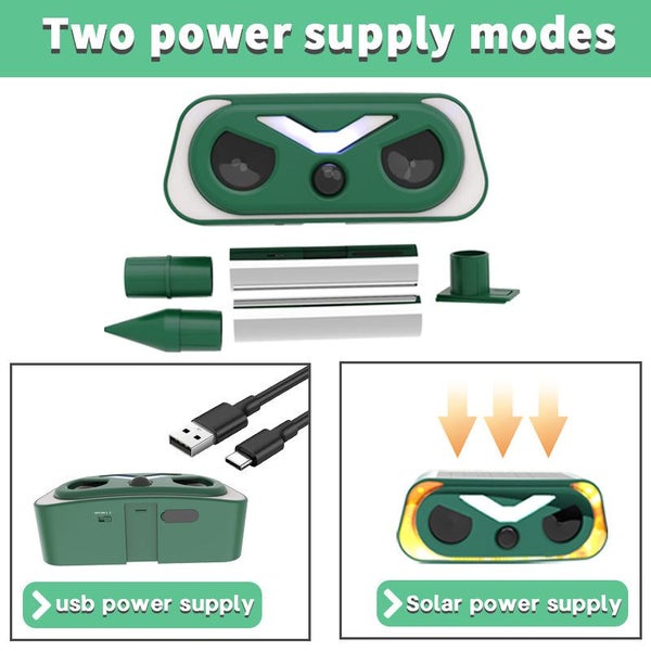 Solar Powered Flame Lamp Animal Repeller Ultrasonic Bird Cat Deer Rabbit & Roden Carousel 5