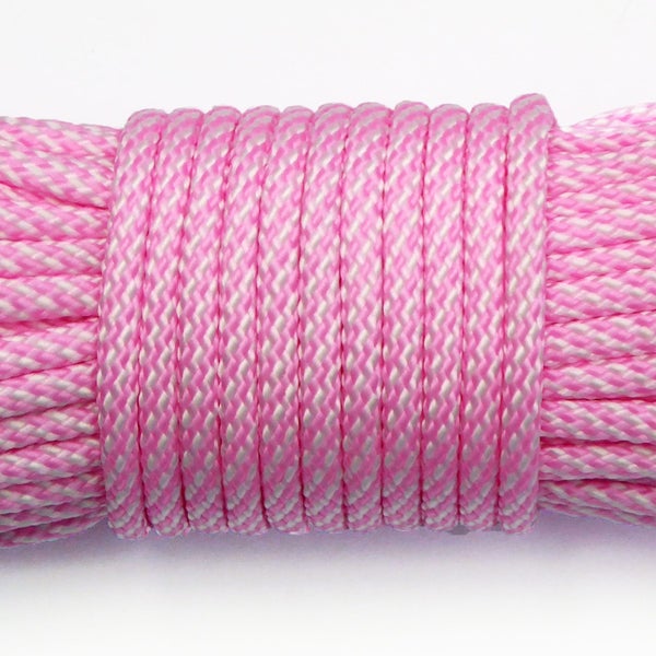 Paracord Rope 15m/50ft Pink & White 4mm Carousel 1