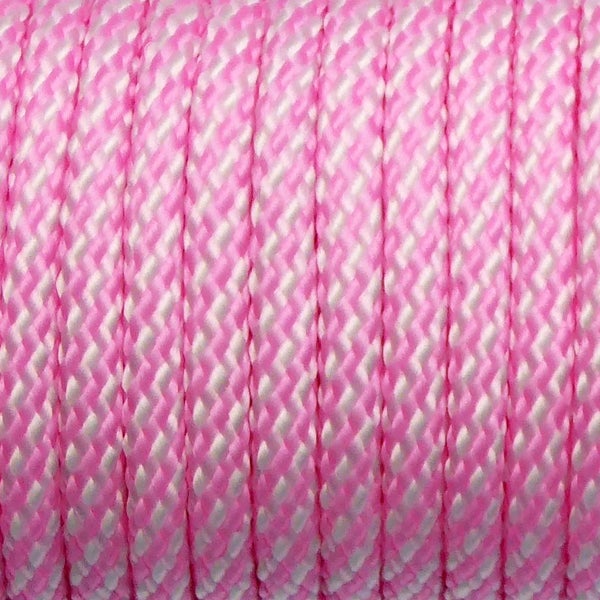 Paracord Rope 15m/50ft Pink & White 4mm Carousel 2