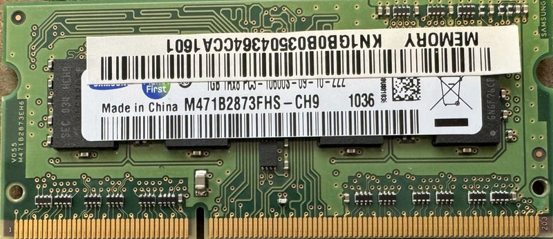 Samsung 1GB DDR3-1333 CL9 SO-DIMM LAPTOP RAM Carousel 1