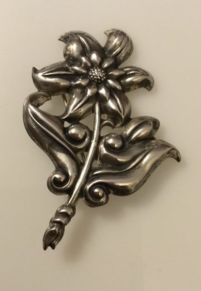 Sterling Silver VINTAGE Flower Brooch Carousel 2