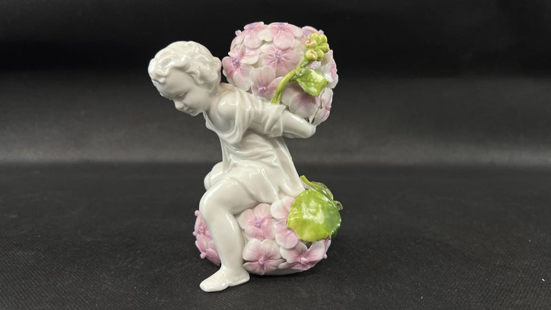 1879 Antique China Boy Holding Flower Pot Figurine - Lot W180 Carousel 1