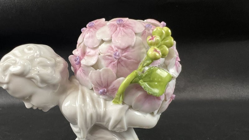 1879 Antique China Boy Holding Flower Pot Figurine - Lot W180 Carousel 2