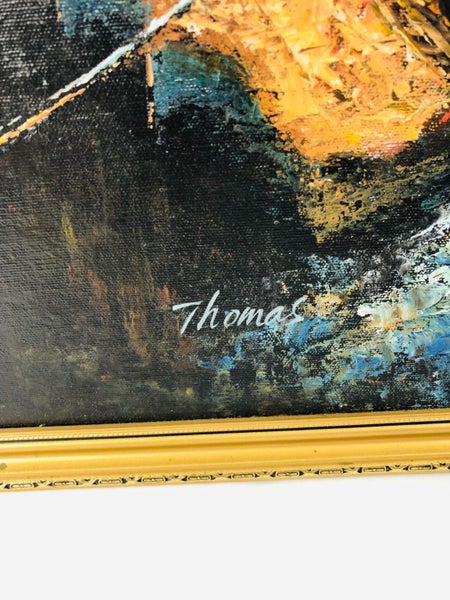 Oil Painting "Boy Playing Violin" Signed Thomas (20632)62930696289794113