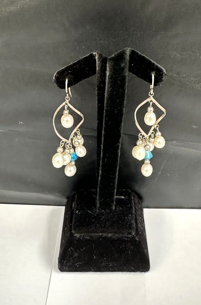 Sterling Silver Beaded Dangle Earrings (Jewellery Safe) Carousel 1
