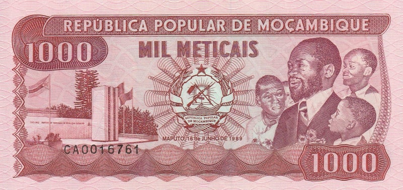MOZAMBIQUE 1000 METICAIS BANKNOTE 3.2.1989 P.133b UNCIRCULATED Carousel 1