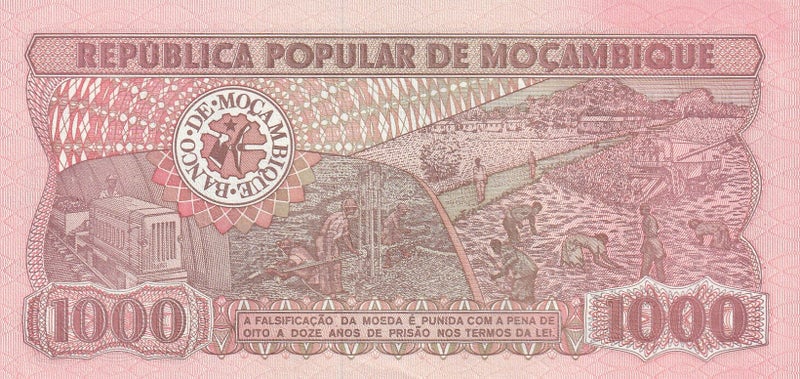 MOZAMBIQUE 1000 METICAIS BANKNOTE 3.2.1989 P.133b UNCIRCULATED Carousel 2