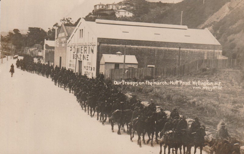 WELLINGTON HUTT ROAD OUR TROOPS ON THE MARCH REAL PHOTO POSTCARD 1/2 PRICE SALE Carousel 1