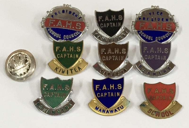 Feilding Agricultural High School vintage pin badges BULK LOT Carousel 1
