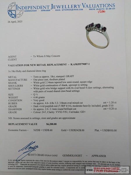 1.20ct Rubies and 0.20ct Diamond Dress Ring in 18ct White Gold $6,200 Carousel 10