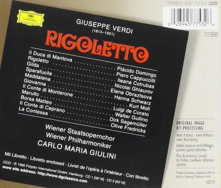 Verdi Rigoletto DOMINGO VIENNA PHIL ORCH GIULINI / 2CD Carousel 2