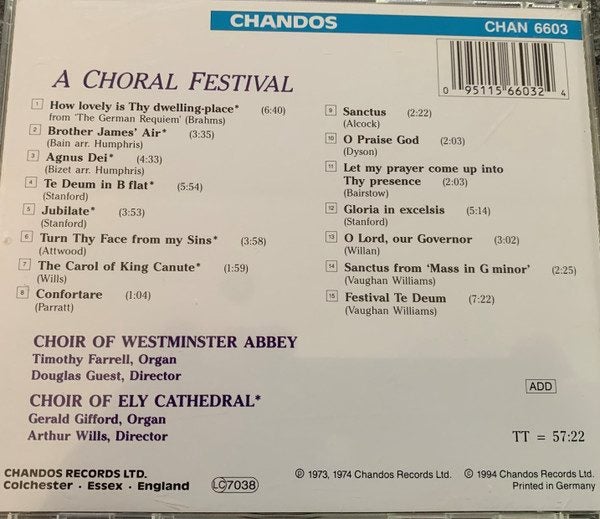 A Choral Festival - Choirs Of Westminster Abbey & Ely Cathedral / Chandos Carousel 2