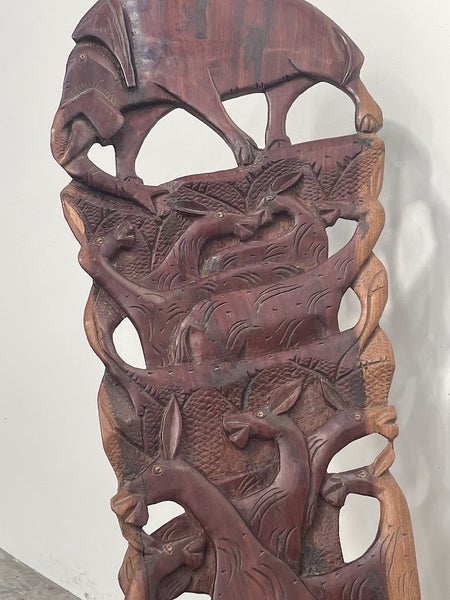 Pair of Hand-Carved Makonde Palaver Chairs Carousel 5