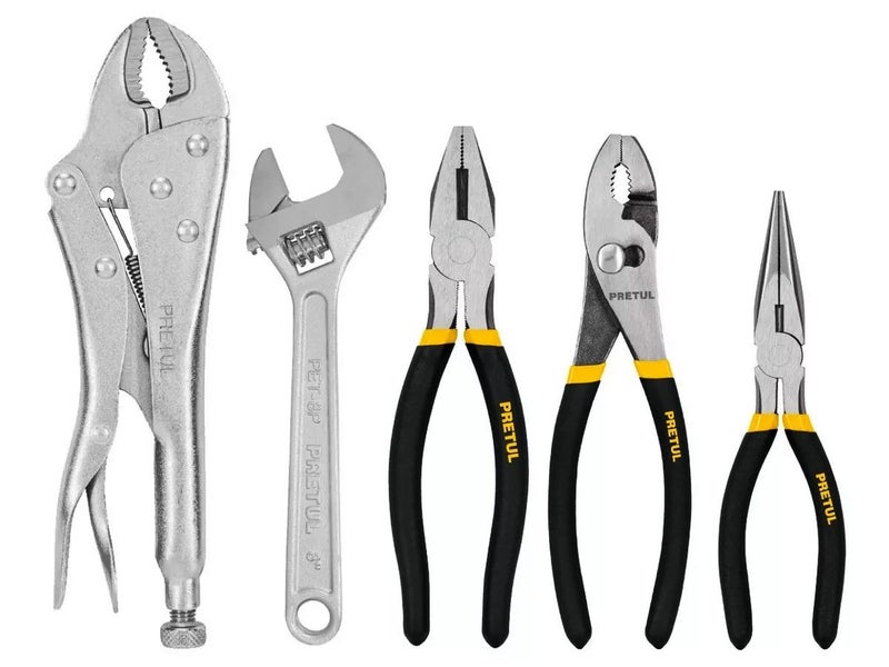 4 Pliers & 1 Adjustable Wrench Set - 5 Piece Tool Set Carousel 2