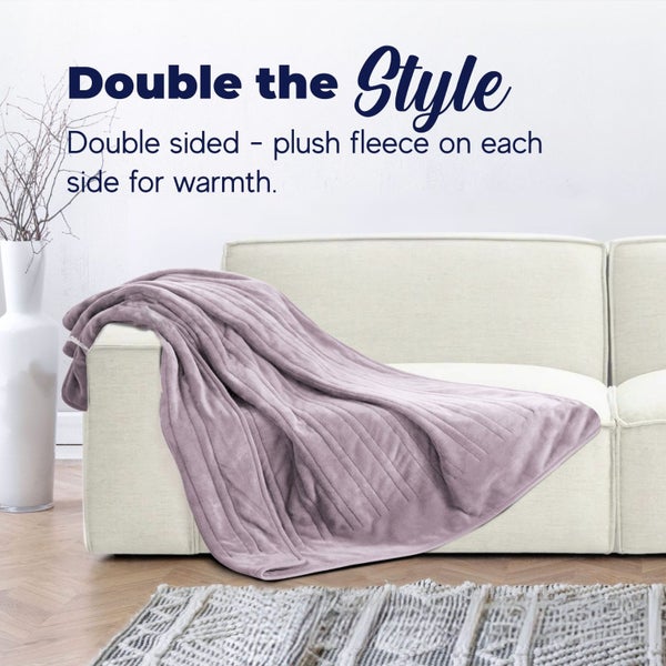 Dreamaker Coral Fleece Heated Throw Lavender 130x160cm Carousel 2