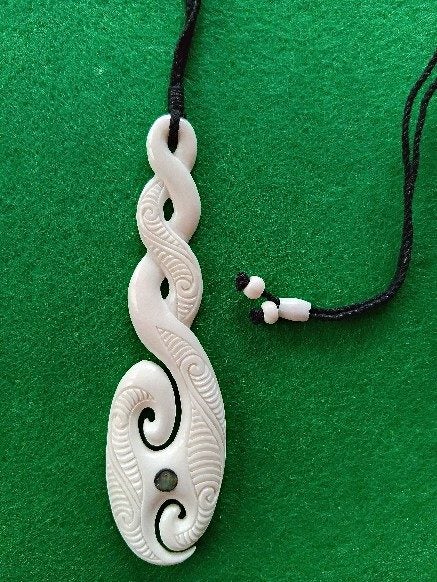Bone Carving - Large Twist, with Koru, Pendant in Giftbox Carousel 2