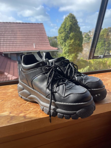Black platform sneakers vegan leather Carousel 1