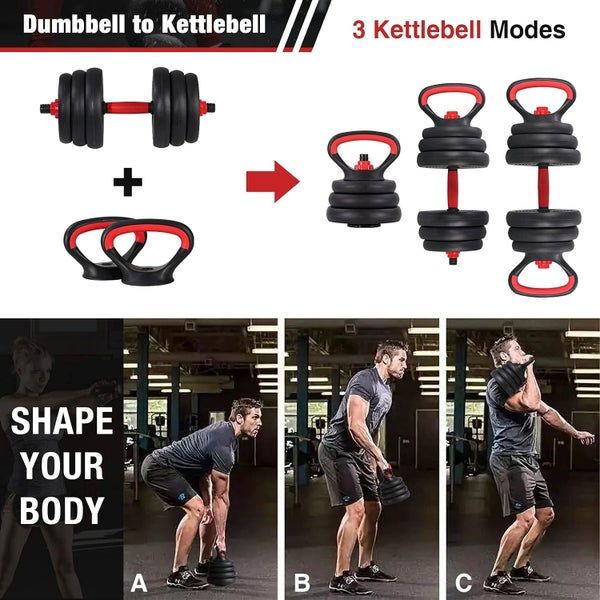 4 in 1 Adjustable Dumbbell Barbell Kettlebell Set 20Kg Carousel 2
