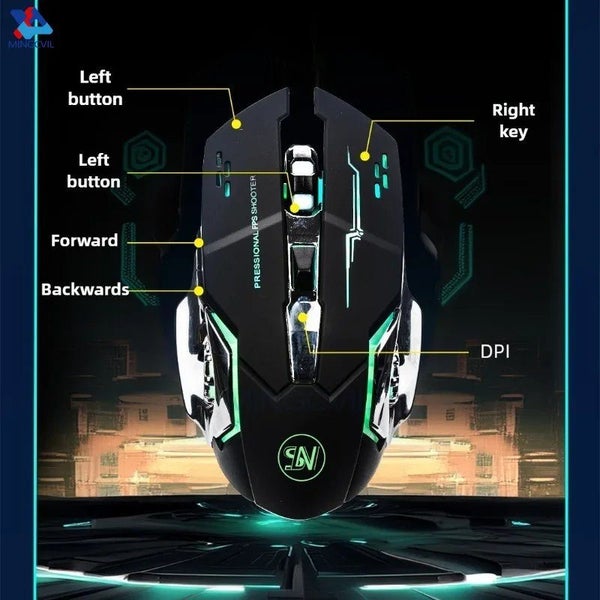 Rechargeable Wireless Gaming Mouse | Bluetooth & USB | RGB Backlight Carousel 8