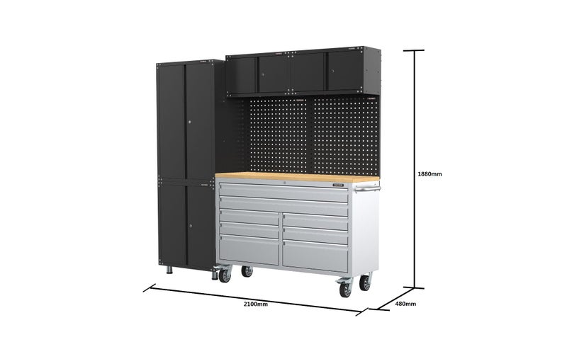 7 pieces garage storage system with stainless steel mobile tool chest workbench Carousel 2