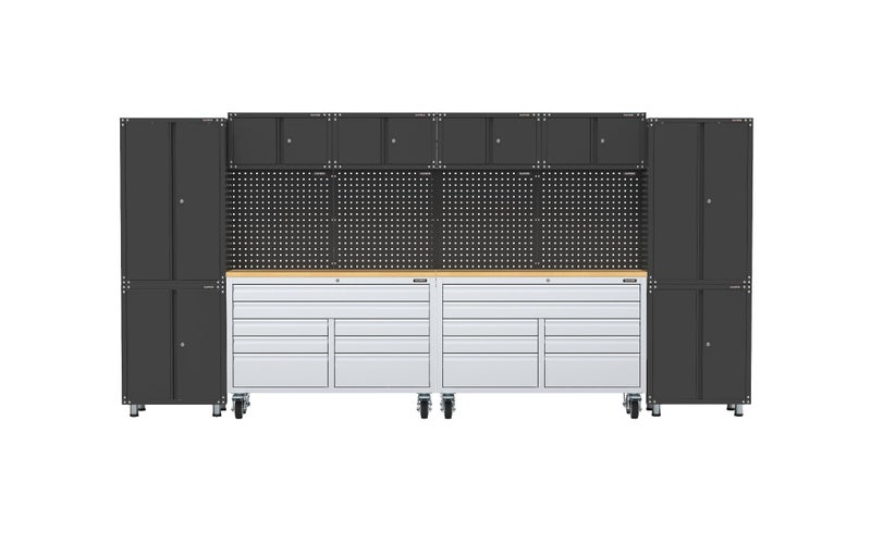 14 pieces garage storage system with stainless steel mobile tool chest workbench Carousel 1