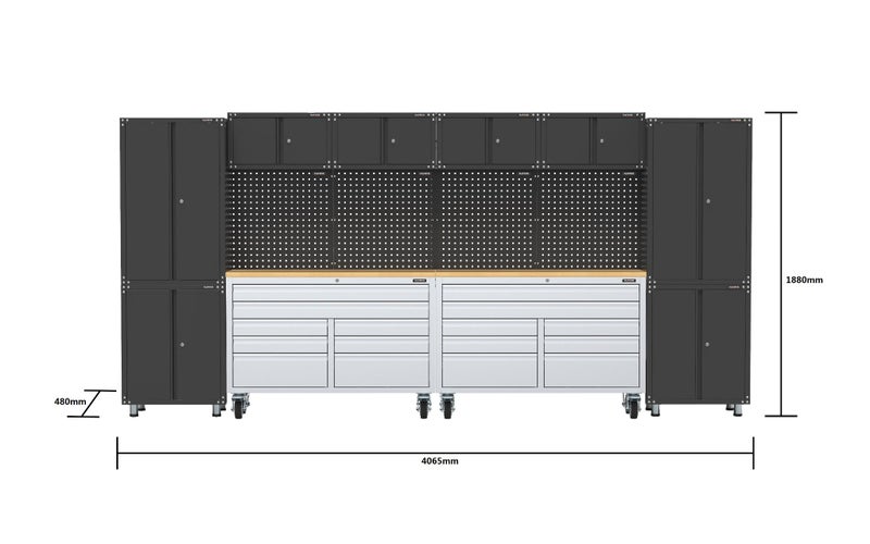 14 pieces garage storage system with stainless steel mobile tool chest workbench Carousel 2