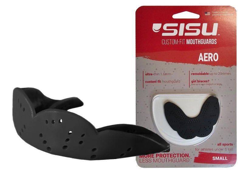 SISU Mouth Guard Aero SMALL - Black - Hockey, Soccer, Rugby & Other Sports Carousel 1