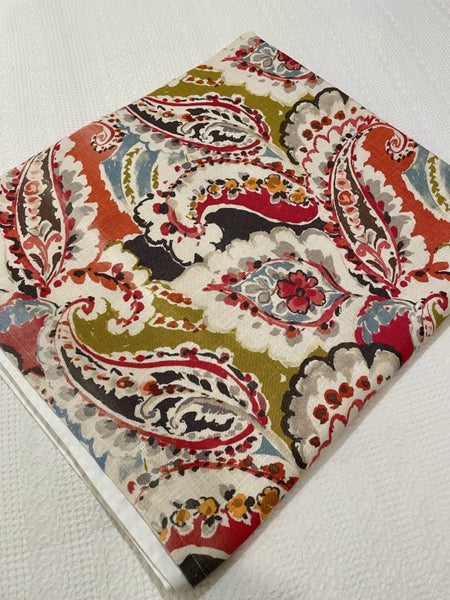 A pair of stunning bright PAISLEY linen curtains Carousel 1