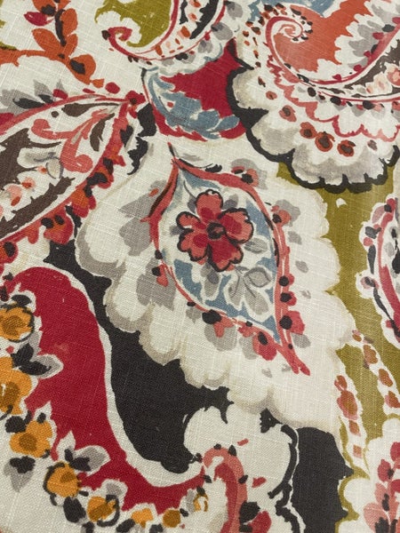 A pair of stunning bright PAISLEY linen curtains Carousel 2