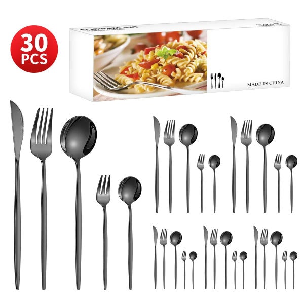 30 Piece Stainless Steel Cutlery Set For Dining Banquets Carousel 1