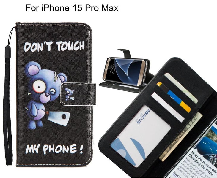 iPhone 15 Pro Max case 3 card leather wallet case printed ID Carousel 1