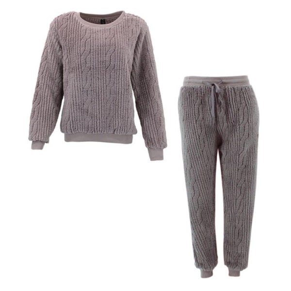 FIL Teddy Fleece Lounge Set Jumper & Pants - Rose Taupe Carousel 1