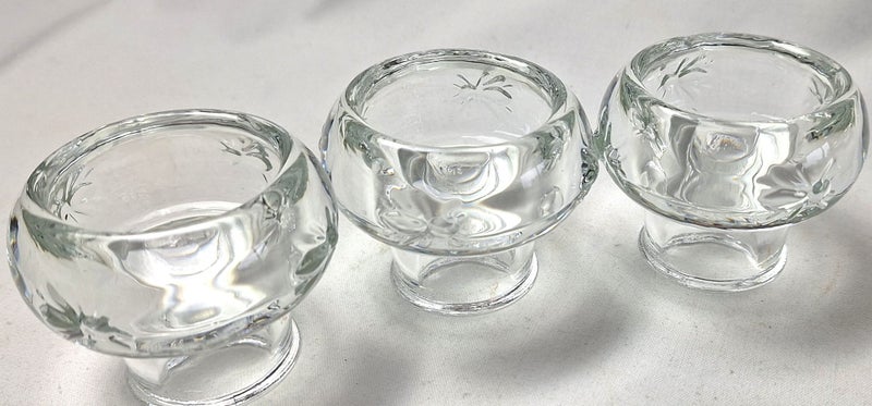 +++ FRENCH (3) GLASS TEALIGHT /CANDLE HOLDERS Carousel 11