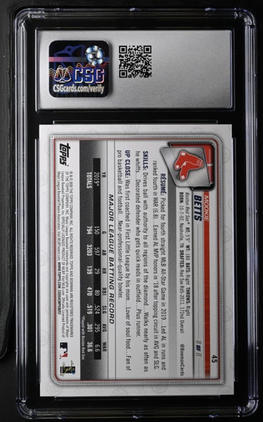 MOOKIE BETTS /499, 2020 Bowman ~ Sky Blue #45, CSG 10, Pop 1 Carousel 2