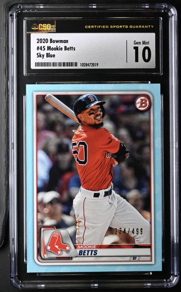 MOOKIE BETTS /499, 2020 Bowman ~ Sky Blue #45, CSG 10, Pop 1 Carousel 1