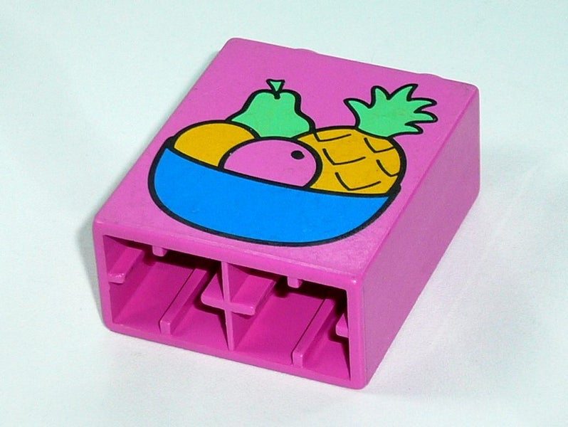 ®™DUPLO - Brick 1 x 2 x 2 with Fruit Bowl Pattern ~Vintage / Retired 1997~ Carousel 3
